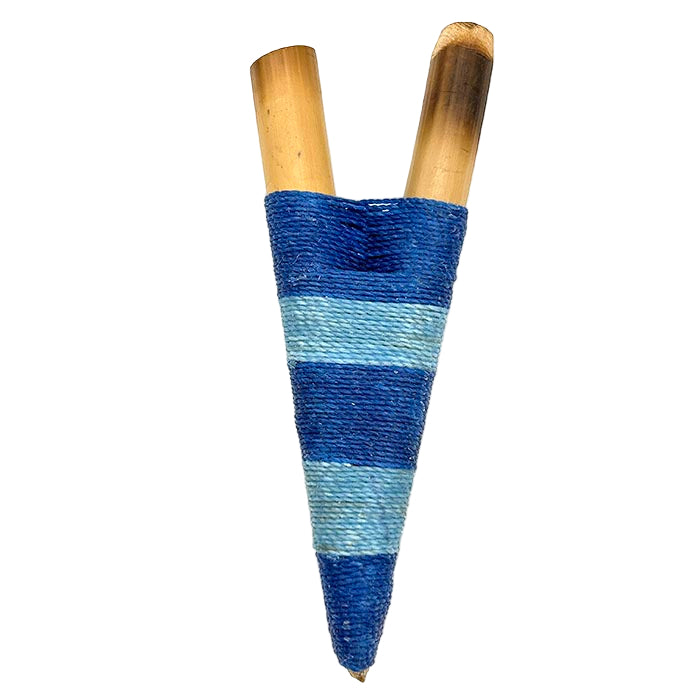 Yawanawá Kuripe Pipe – Blue Gradient Thread on Bamboo for Self-Application