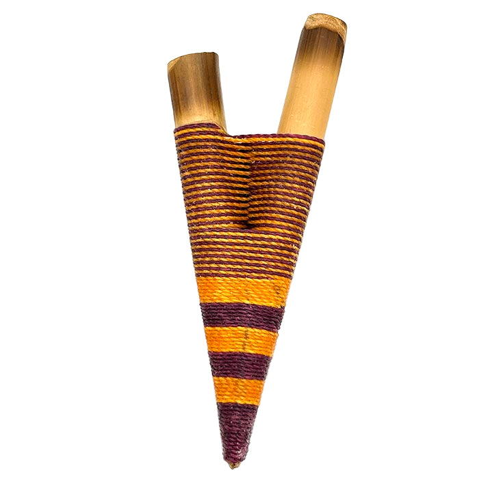 Yawanawá Handmade Kuripe – Burnt Orange and Maroon Tribal Thread Design